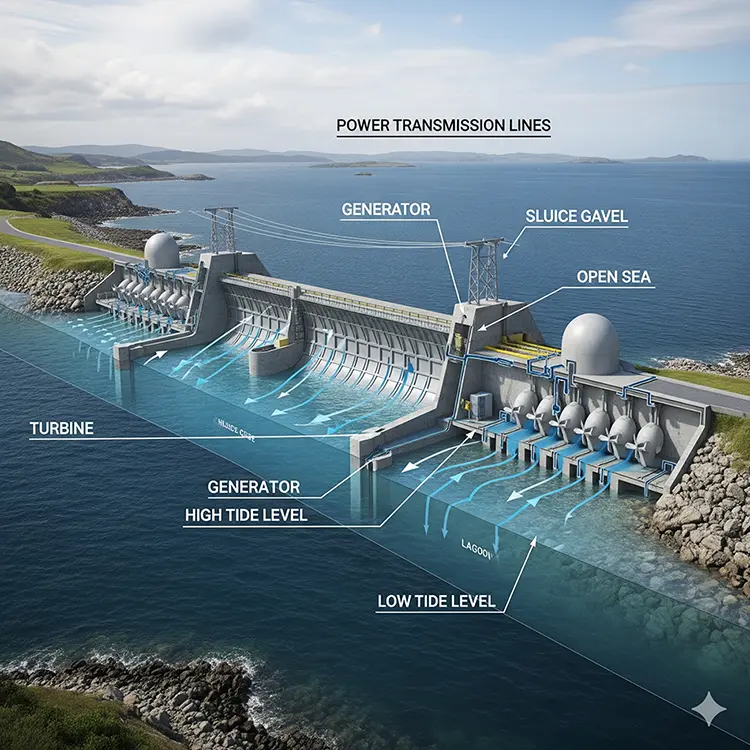 Tidal range barrages diagram